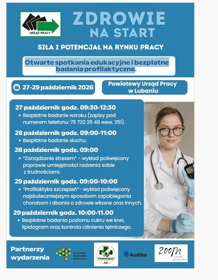 Otwarte spotkania edukacyjne i bezpłatne badania profilaktyczne w dniach 27-29.10.2026 r. 